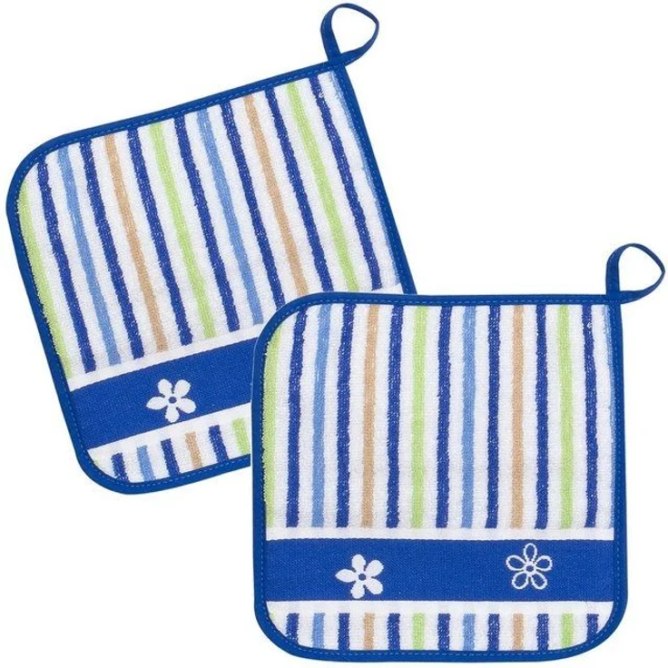 Kracht Topflappen Blümchen, (Set, 2-tlg, 2-teilig), 2er Set Topflappen, Baumwoll Frottier, ca. 22x22 cm – Bild 2