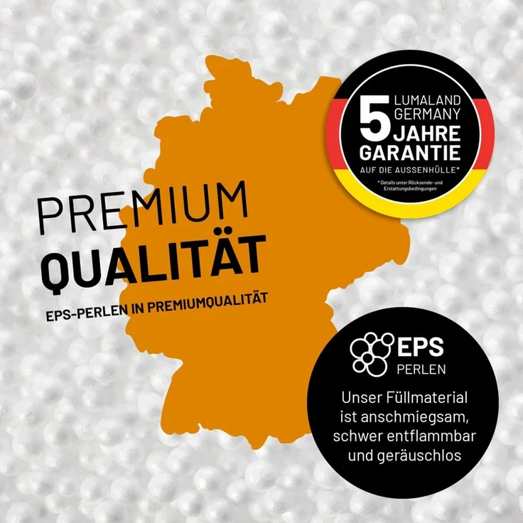 Lumaland Sitzsack Pouf aus Cord | Kompakter 50L Gaming Pouf mit 3-in-1-Funktion: bequemer Hocker, praktisches Tischchen & stylischer Indoor Fußschemel | Ø 25x45 cm [Senfgelb] – Bild 5