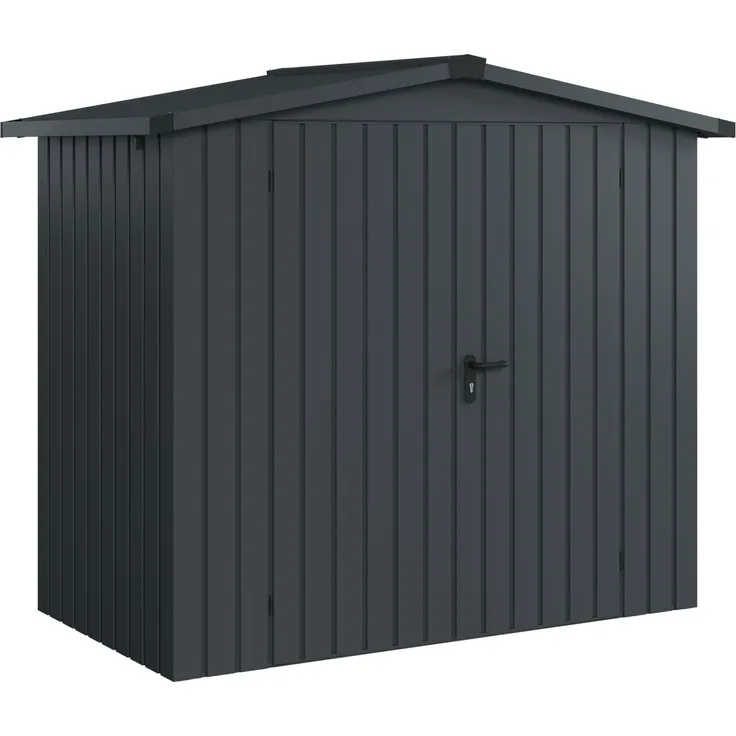 Hörmann Ecostar Metall-Gerätehaus "Euroline Trend" mit Satteldach ESD 3, anthrazitgrau, 214 x 118 cm,2-flüglige Tür