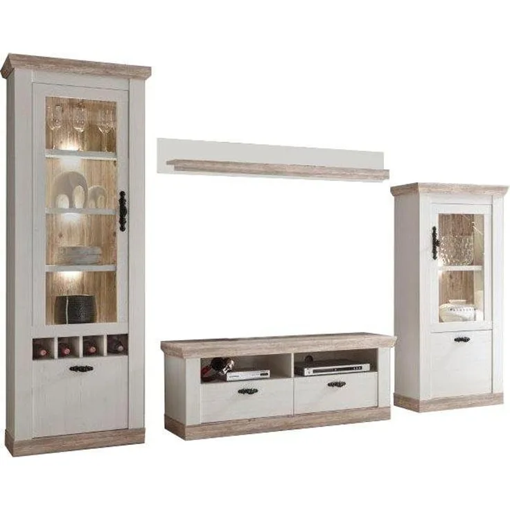 Home affaire Wohnwand Florenz, (Set, 4-St), im romatischen Landhauslook