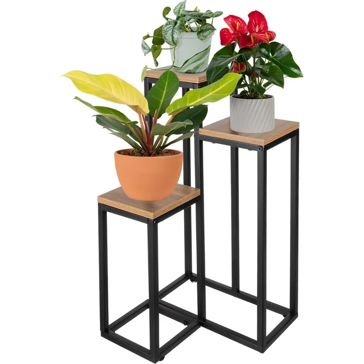 Ruhhy Ablageregal Blumenregal Standblumenständer, Spar-Set 3-tlg, Bietet Platz für drei Pflanzen in unterschiedlichen Höhen