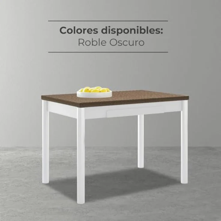 ASTIMESA Ausziehbarer Küchentisch, weiße Struktur, laminierte Oberfläche, dunkle Eiche, ideal für kleine Räume, 90 x 50 cm, ausziehbar 140 x 50 cm – Bild 6