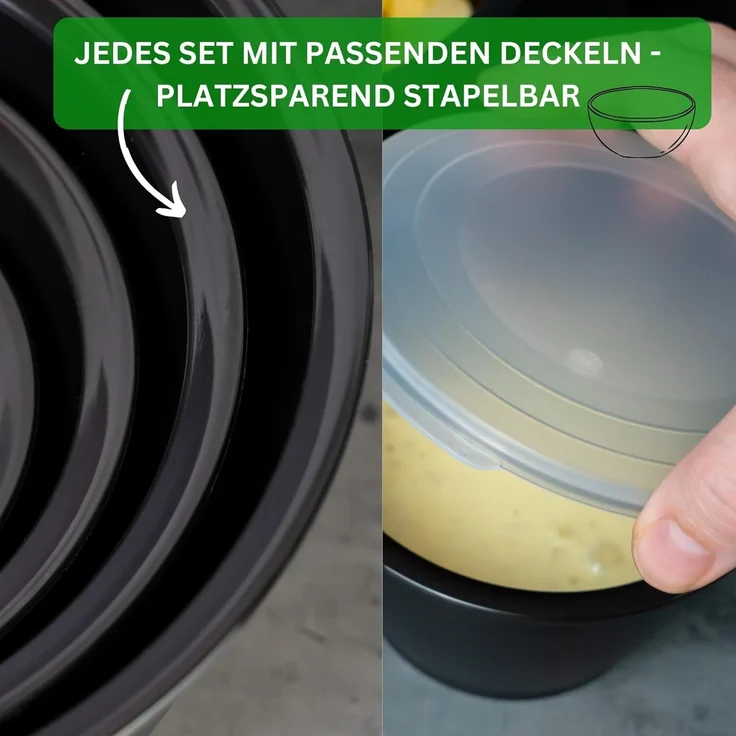 Thiru Salatschüssel 6 Teilig 0,6L/1,3L/2,5L/4,4L - mit Deckel, Seiher, Salatbesteck, (8-tlg), Spülmaschinenfest – Bild 6