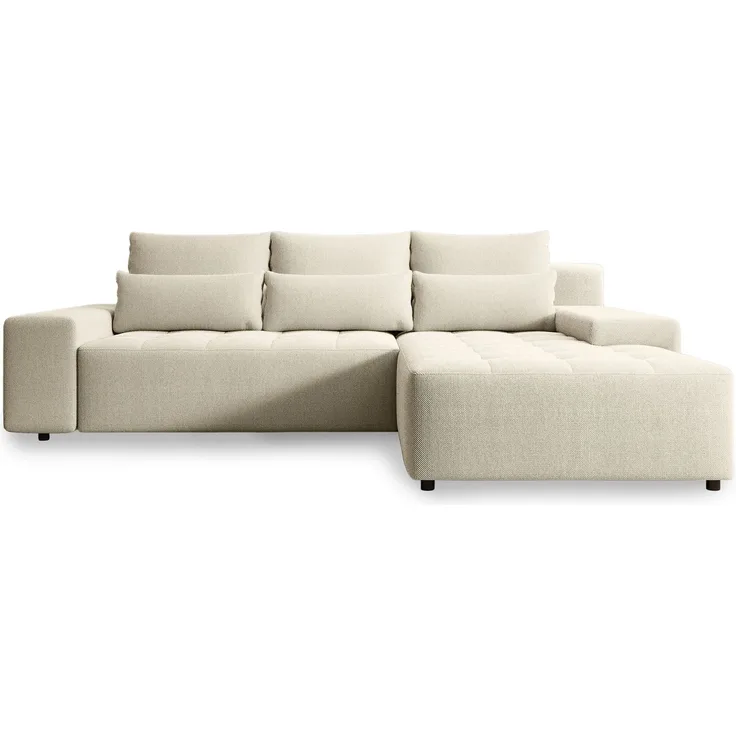 Selsey 'Neluro' Ecksofa mit Schlaffunktion & Bettkasten, Chenille wasserabweisend, Universal, Hellbeige