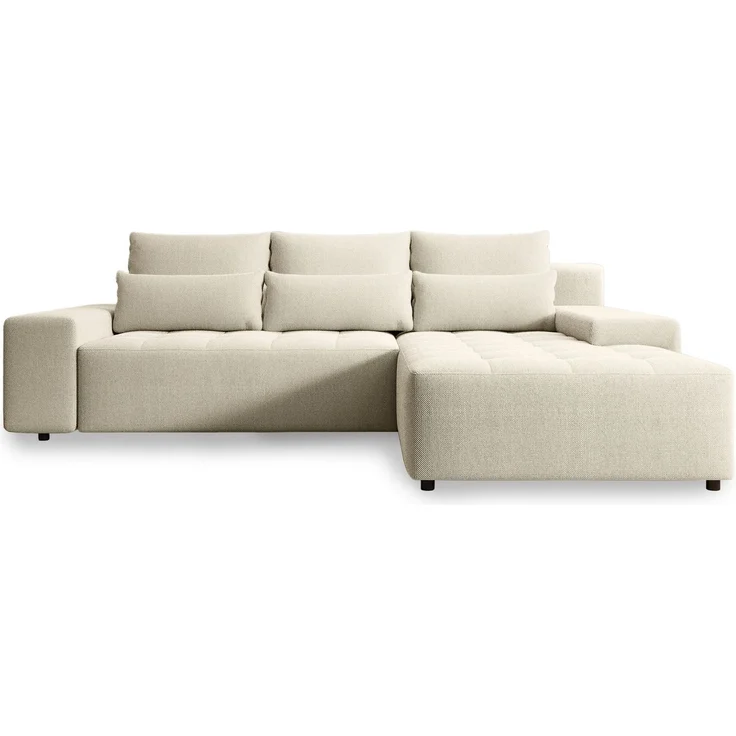 Selsey 'Neluro' Ecksofa mit Schlaffunktion & Bettkasten, Chenille wasserabweisend, Universal, Hellbeige – Bild 1