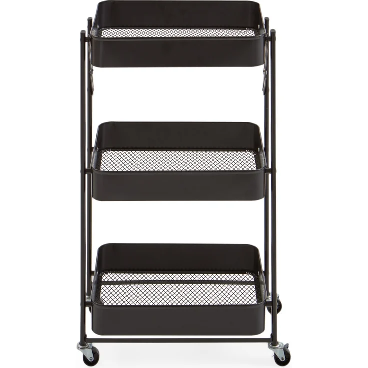 Homes & Jones Küchentrolley Bastian 31x44x78 cm aus schwarzem Metall - Rollwagen mit 3 Ablagen - Moderner Servierwagen für Küche, Essbereich & Haushalt - mobil, platzsparend – Bild 11