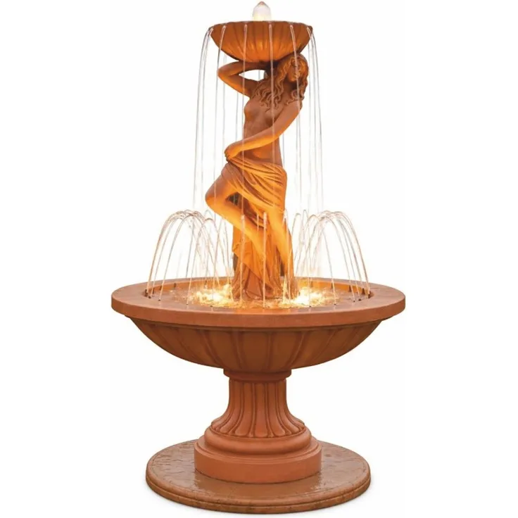 Casa Padrino Jugendstil Springbrunnen, prunkvoller Gartenbrunnen in Braun, Ø 130 x H. 195 cm