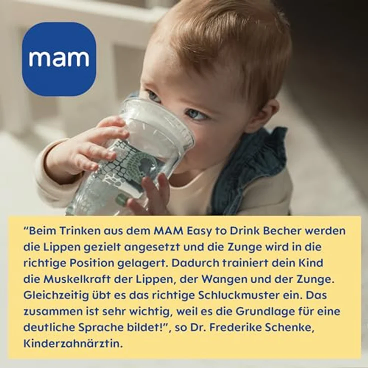 MAM Easy to Drink Cup 360° Trinklernbecher 290 ml, ab 8 Monaten, Zebra – Bild 7