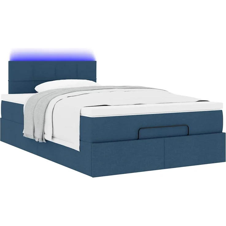 vidaXL Ottomane Bett mit Matratze & LEDs Blau 120x200 cm Stoff 3312304 – Bild 5
