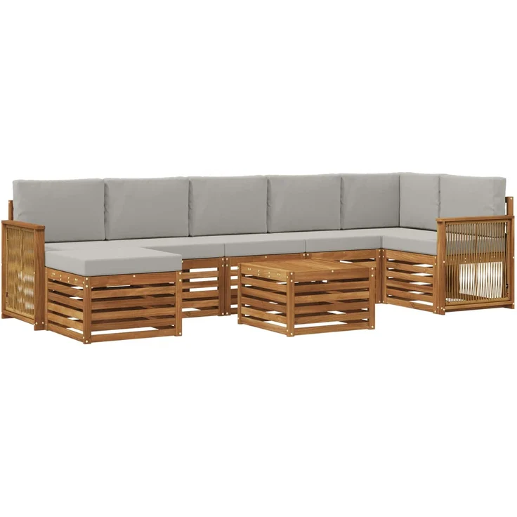 vidaXL Outdoor-Sofagarnitur 8 stk. 8-Sitzer Natur und Hellgrau 3384657 – Bild 2