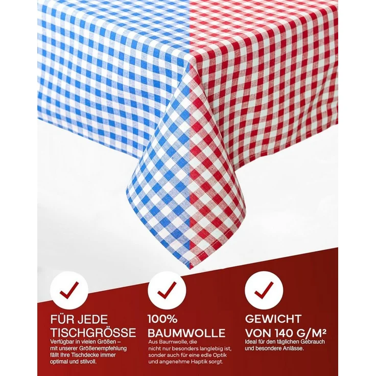 texpot Tischdecke kariert Landhausstil Bauernkaro 100% Baumwolle (1-tlg) – Bild 3