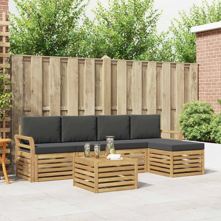 vidaXL Outdoor-Sofagarnitur 6 Stk. Weiß und Anthrazit Polyester 3391717