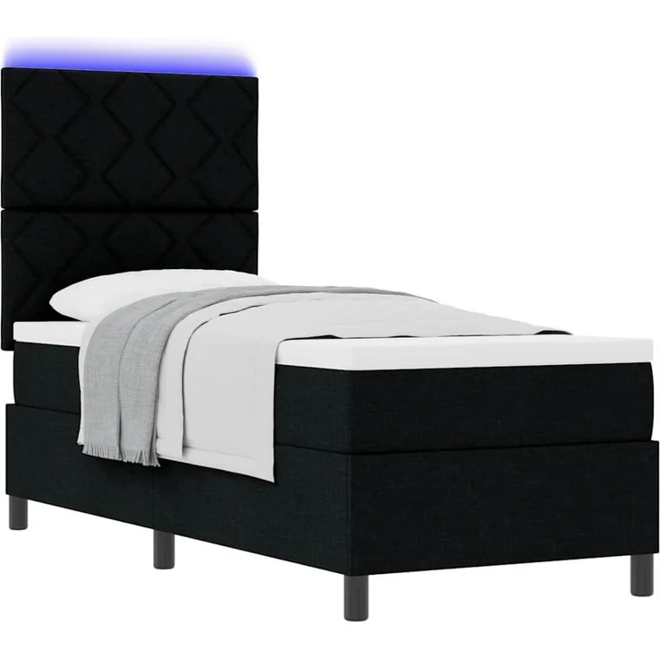 vidaXL Boxspringbett mit LED-Lichtleisten Schwarz 80 x 200 cm Stoff 3342902 – Bild 3