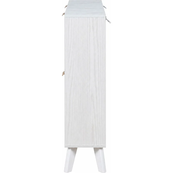 ZUBALIYA Schuhschrank (105 x 24 x 95,5 cm), 4 Klappfächer, Strukturierte Fronten, Stauraum für Flur und Eingangsbereich, Weiß – Bild 21