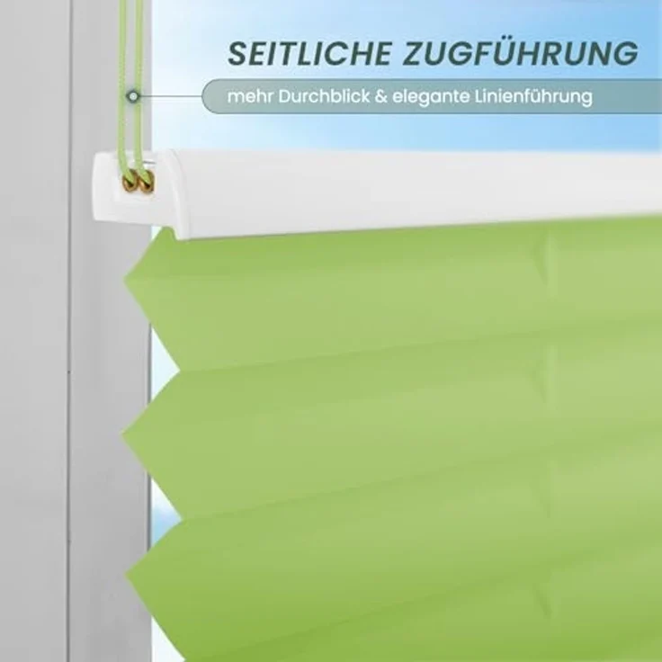 Plisseerollo ohne Bohren Klemmfix 75x130 cm(BxH) Grün Jalousie Sonnenschutz Easyfix Faltrollo Lichtdurchlässig Rollo für Fenster & Tür – Bild 4