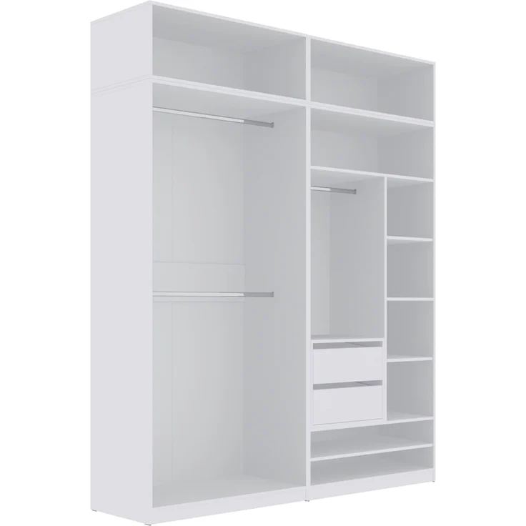 Marmex Möbel Tres Set-C/N (B) praktischer Einbauschrank ohne türen, Eckkleiderschrank mit Aufsatz, Ankleidezimmer Möbel, laminierte Spanplatte, weiß 190x246x51 cm – Bild 8