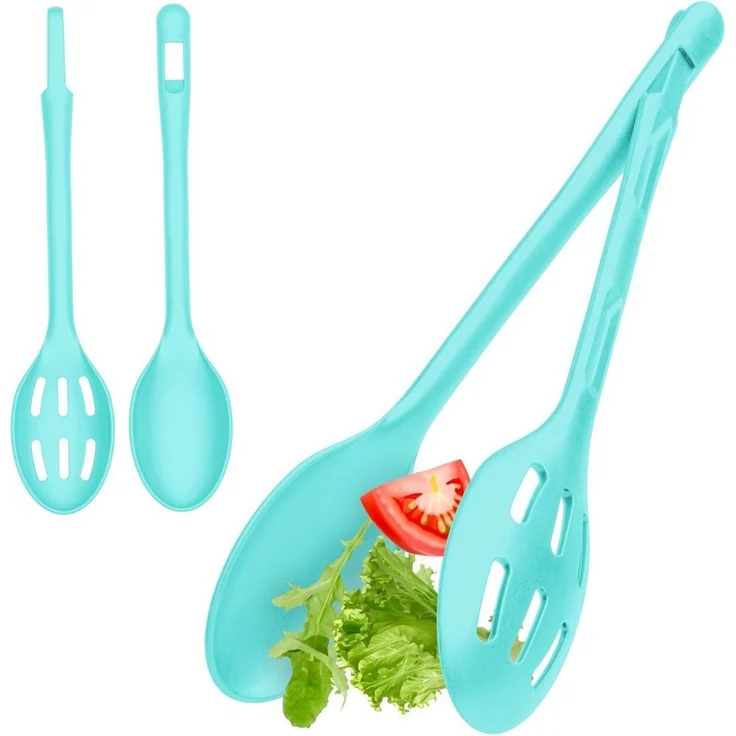 Hausfelder Salatbesteck Salatbesteck 2iteilig (Grün) (Set 2teilig, 2 Salatlöffel), 2-teiliges Salatbesteck, einfaches Clicksystem – Bild 1