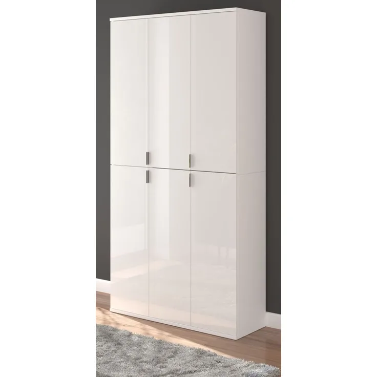 Garderobenschrank SystemX in weiß Hochglanz 91 x 193 cm