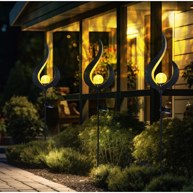 2x LED Solarleuchte, Flammen Design, bronze, klar, H 90 cm – Bild 9