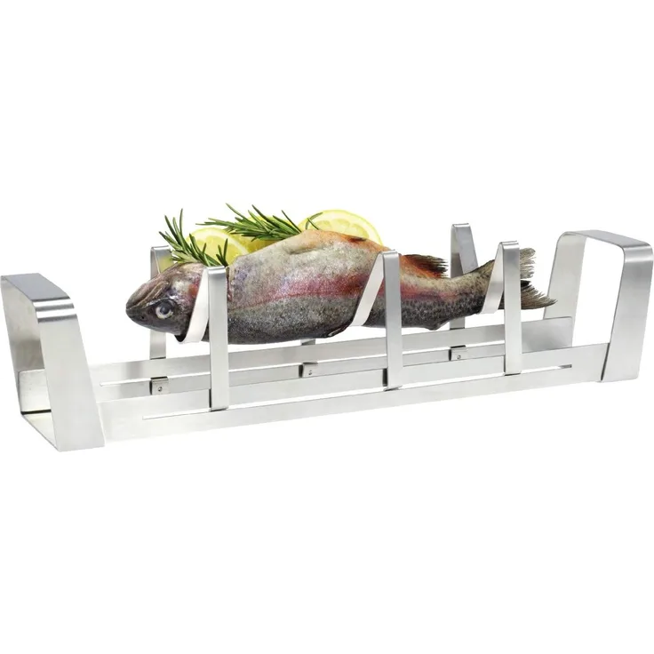 bremermann Grillguthalter BBQ Fischhalter,  Fischbräter, aus Edelstahl, 1x Fischhalter