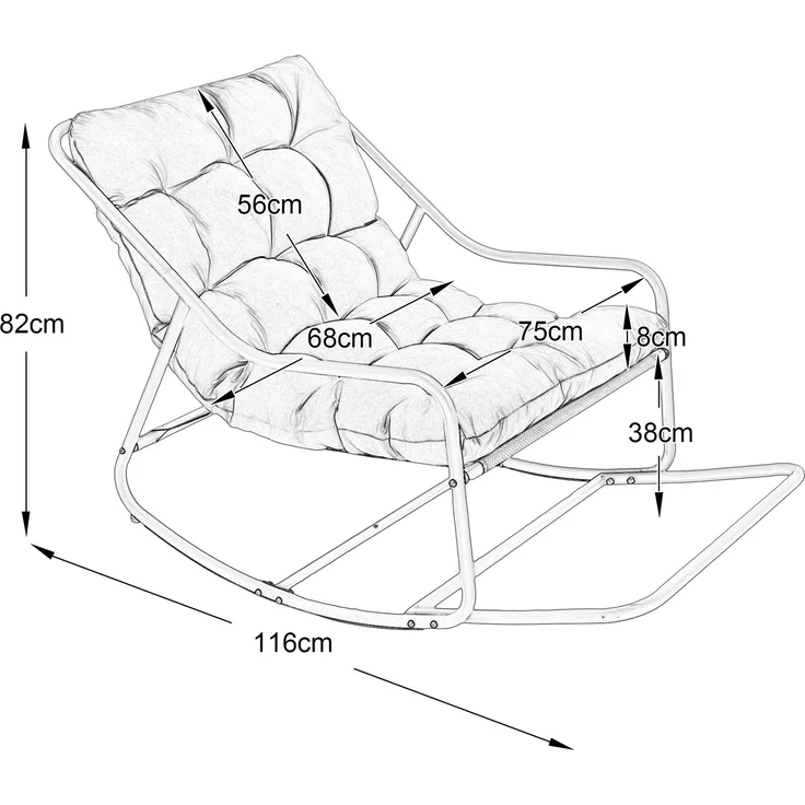 LVHOM Schaukelstuhl mit Fußstütze, Relaxsessel mit gepolstertem Kissen, ergonomischer Schaukelsessel, bis 130kg, Loungesessel für Balkon, Garten & Wohnzimmer – Bild 6
