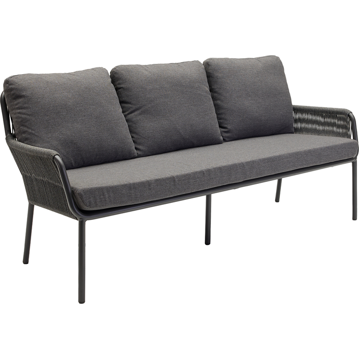 LC Garden 'COMO' Gartenbank, 3-Sitzer, Rope 5mm rund, inkl. Auflage, Aluminium grau, 89 x 82 x 200 cm