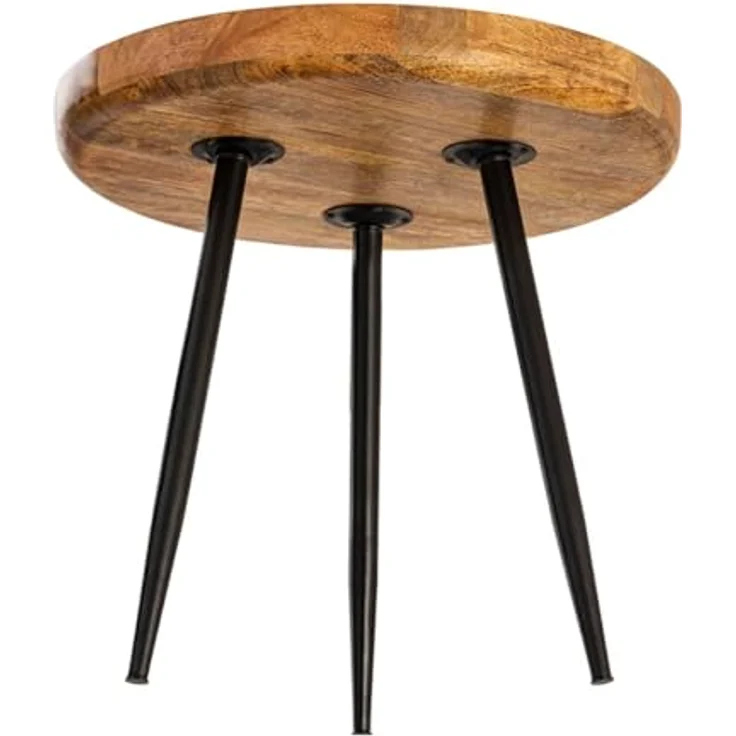 Amagohome Couchtisch Beistelltisch Holz rund Couchtisch Wohnzimmer Tisch Metalbeine Holzpla – Bild 6