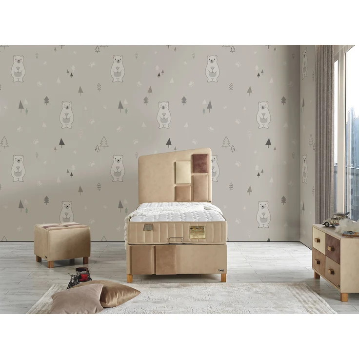 Schlafzimmer-Set "Liliana" – Bett mit Bettkasten, Hocker, Kommode und Matratze-Braun – Bild 1