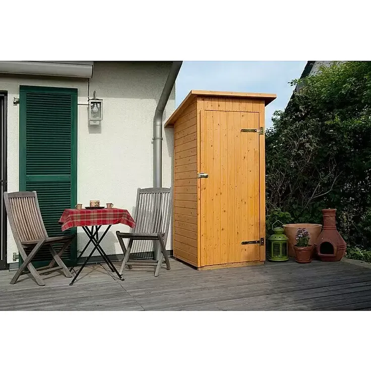 Weka Gartenschrank 361 Gr. 1, Fichte Natur, 83 x 85 cm, stabiler Massivholzbau mit variablem Flachdach