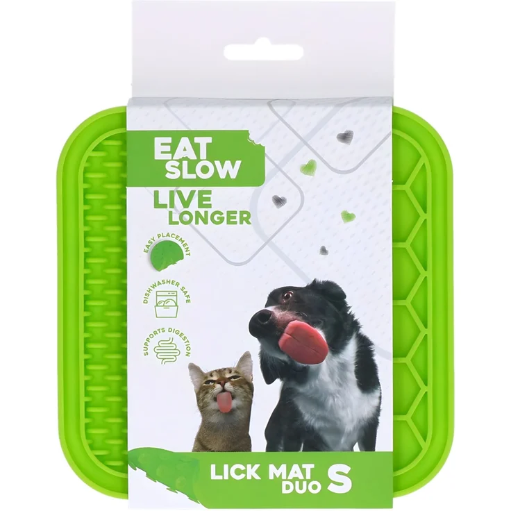 Eat Slow Live Longer Leckmatte mit Noppen und Waben grün, Größe: M – Bild 1