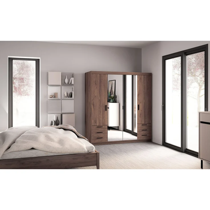 AX LIVING Kleiderschrank mit Spiegel Eiche Lefkas Storicos 4T6S 176,3 – Bild 3