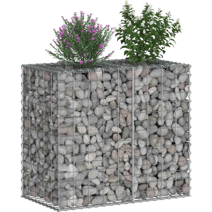 vidaXL Gabionen-Hochbeet 90 x 50 x 80 cm Verzinkter Stahl Silber 42033327 – Bild 3