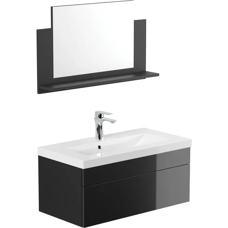 HOME DELUXE Badmöbel-Set 'WANGEROOGE BIG - M' Schwarz
