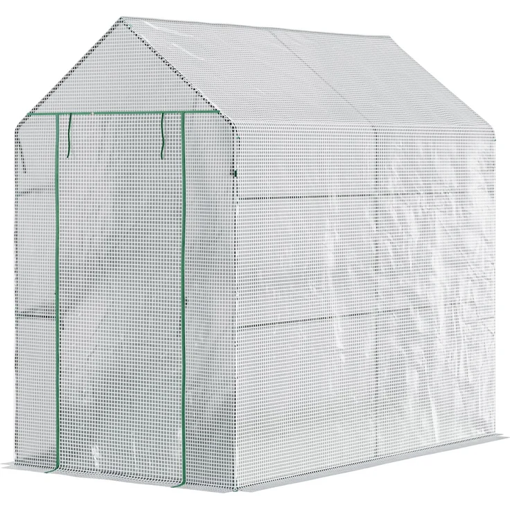 MELAYR, Gewächshaus aus Polyethylenfolie mit zweistufigem Regal, Balkongewächshaus, 29,5 x 14 x 91,5 cm, Weiß – Bild 2