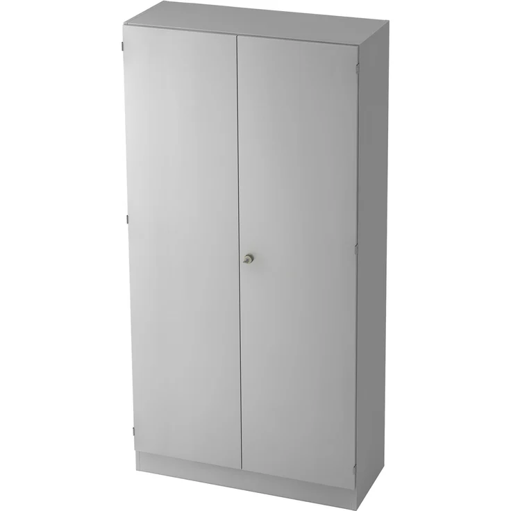 bümö office Aktenschrank abschließbar, 100 cm breit, 5 Ordnerhöhen, grau - breiter Büroschrank mit Flügeltüren, 4 verstellbaren Fachböden und Sockel, 6910-5-5-SG – Bild 1