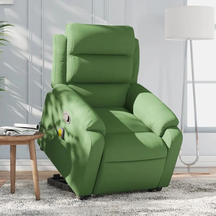 vidaXL Massagesessel mit Aufstehhilfe Hellgrün Samt 3205106 – Bild 1