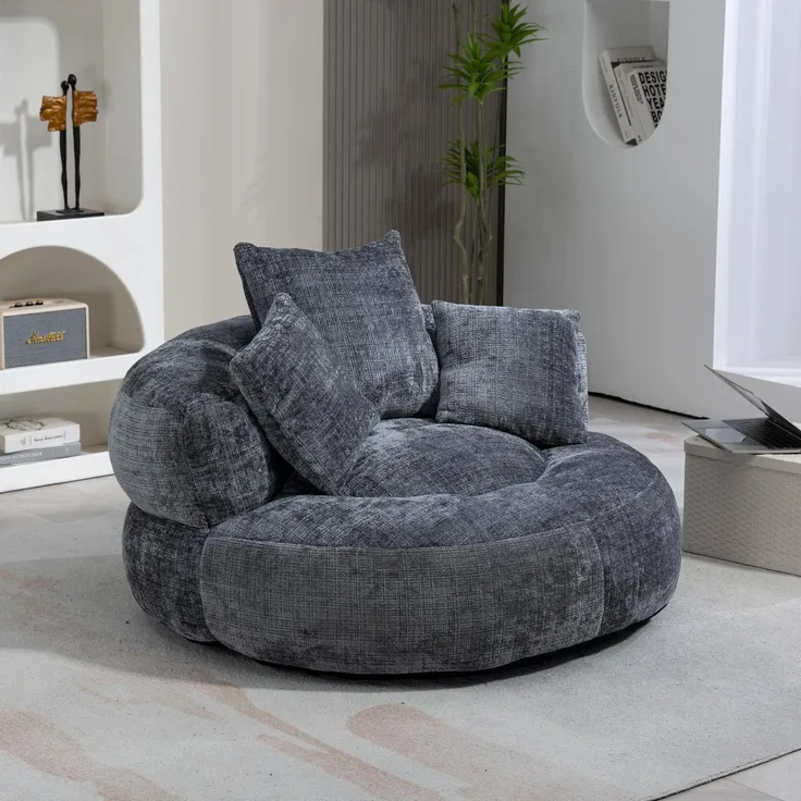 Couch Boneless Sitzsack 3 Kissen Chenille Outdoor Gaming Grau
