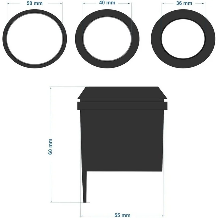 osoltus Universal Reduzierringe für Schirm Ständer 3 tlg. 48/40/36 mm – Bild 2