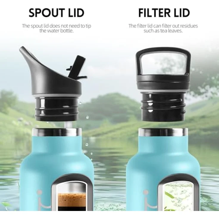 HoneyHolly Trinkflasche 1L, BPA-Frei, Trinkflasche Edelstahl, Thermosflasche, Auslaufsichere Isolierflasche Doppelwandig, Wasserflasche, Thermoskanne, mit Strohhalm, Thermoskanne Kohlensäure Geeignet – Bild 4