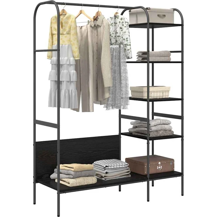 vidaXL Kleiderständer Schwarz 120 x 44 x 160 cm Holzwerkstoff 868445 – Bild 2