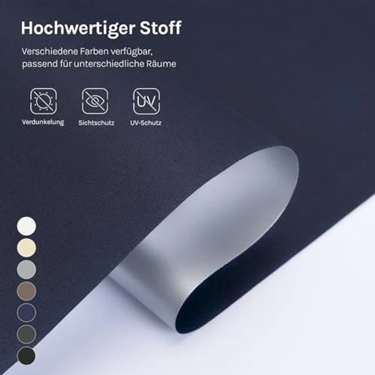 WOLTU Verdunkelungsrollo ohne Bohren, Thermo Verdunkelungsrollo mit Kette, Sichtschutz, für Türen und Fenster, 70 x 160 cm, Blau – Bild 3