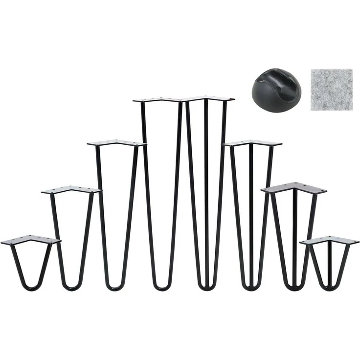 VENDOMNIA Tischbein Hairpin 4er Set, Metall, aus Stahl, 2 oder 3 Streben, Größenwahl, Haarnadel Möbelfüße,Hairpin Legs Tischgestell,Couchtisch, Schreibtisch – Bild 3