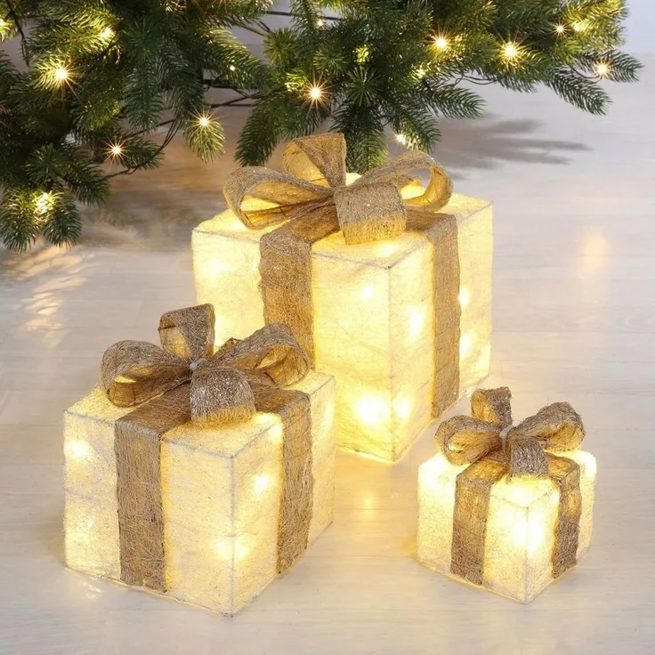 bonsport LED Dekoobjekt LED Beleuchtete Geschenkboxen 3er-Set