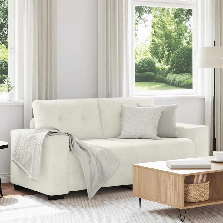 vidaXL Zweisitzer-Sofa Creme 180x77x82 cm Samt 4105130 – Bild 1