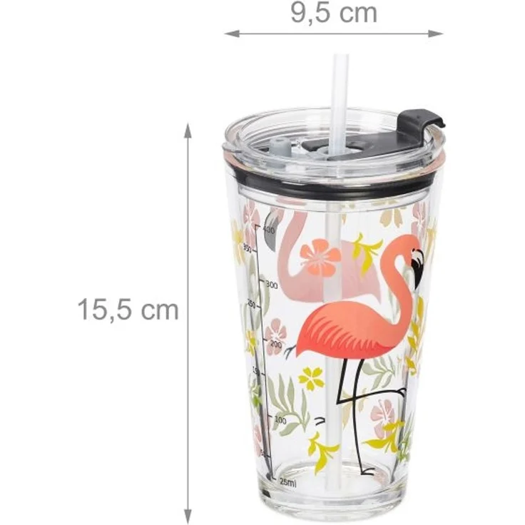 Relaxdays Trinkgläser 4er Set mit Flamingo-Motiv – Bild 4
