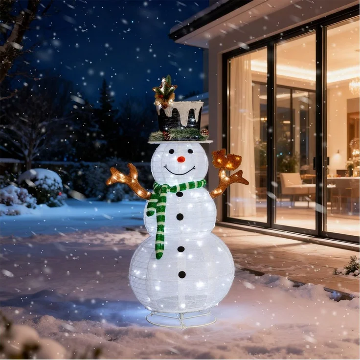 LALAHO Schneemann LED-Schneemann Weihnachten deko, 120cm mit 120 LEDs Weihnachtsbeleuchtung für Innen und Außen – Bild 2
