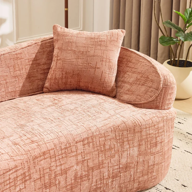 Gebogenes 2-Sitzer Sofa, ergonomisch gepolstert mit Federkern, fertig montiert & pflegeleicht,Rosa – Bild 8