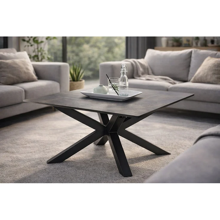 Couchtisch >Janin< in grau, schwarz, Keramik, Metall - 80x45x80cm (BxHxT) – Bild 1