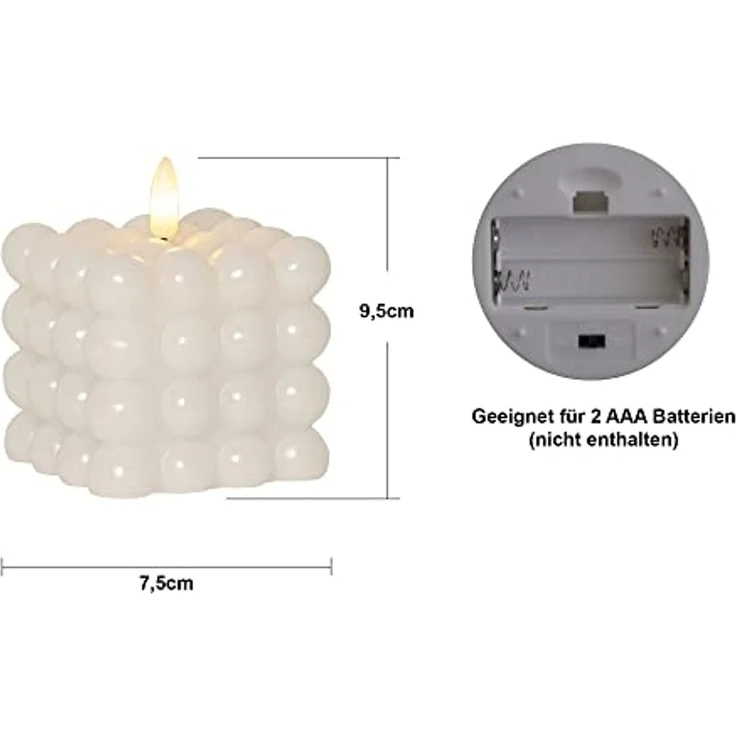 LED Bubble Kerze Dot, Echtwachs, weiß – Bild 2