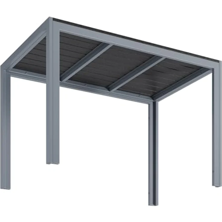 Clevich Gartentisch Wetterfeste, 110x70 cm, Outdoor-Esstisch, WPC-Balkontisch, Aluminiumrahmen, Wetterfeste Gartenmöbel, quadratischer Terrassentisch, Silber Grau – Bild 8